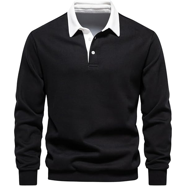 Amazon.com: YSERB Men's Long Sleeve Polo Shirts V Neck Color Block